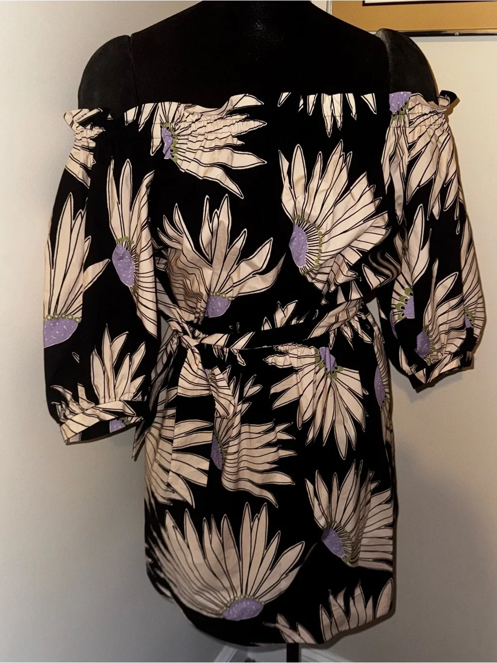 Kate Spade Falling Flower Dress NWT Black Purple Floral Mini Dress
